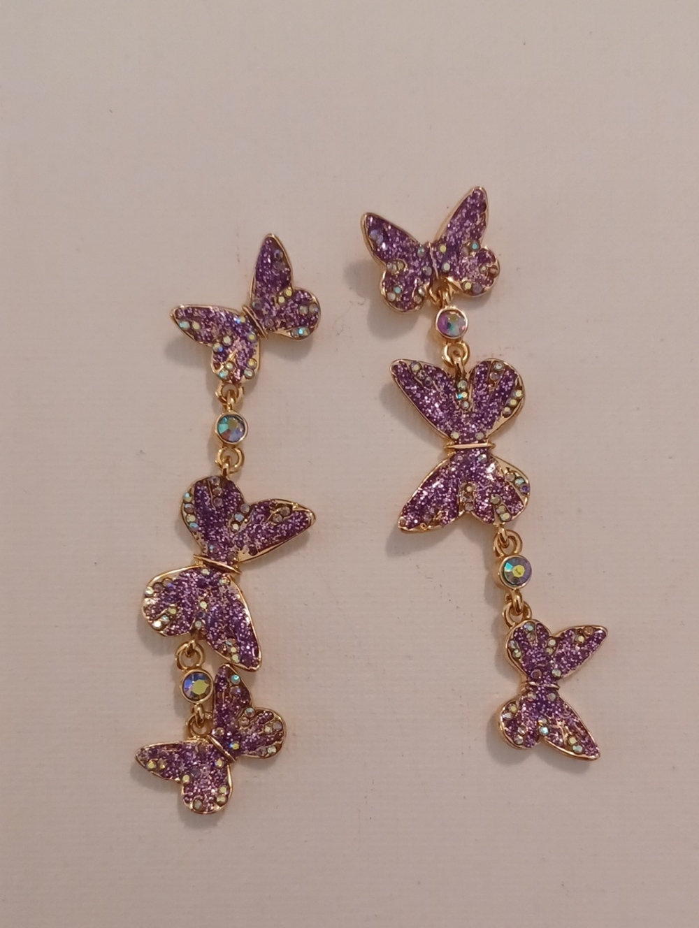 Betsey Johnson Purple Butterfly Drop Earrings